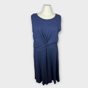 Caslon Nordstrom Navy Blue Burnout Sleeveless Twist Front Swing Dress Plus 2X